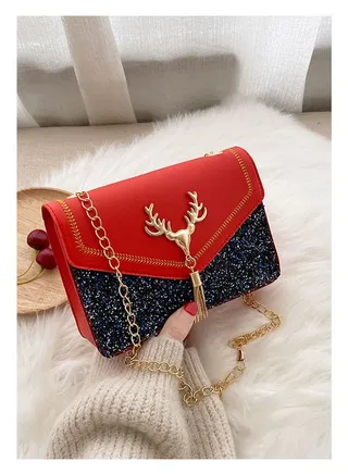 Fashion Women's Small Square Bag Sequin Shoulder Bag Messenger Women's Bag 