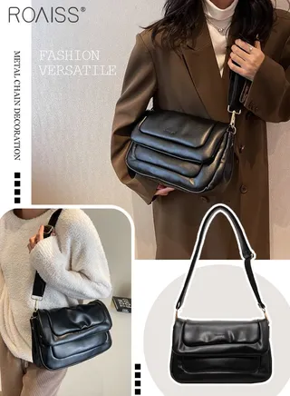 Fashionable Soft Pu Leather Crossbody Bag Women'S Daily Commuting Versatile Flip Shoulder Bag Practical Soft Underarm Bag 