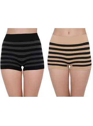 Women's Seamless No Panty Lines Boyshort Panty, Beige/Black 