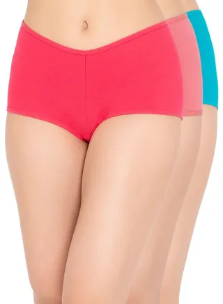 Clovia Pack Of 3 Cotton Mid Waist Boyshorts 