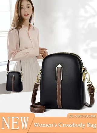 Compact Crossbody Bag for Women Waterproof Multipurpose Shoulder Bag Handbag for Travel Dating Shopping Retro Purse Bag with Detachable Strap Fashion Satchel 