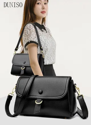 Compact Crossbody Bag for Women Waterproof Multipurpose Shoulder Bag Handbag for Travel Dating Shopping Retro Purse Bag with Detachable Strap Fashion Satchel 