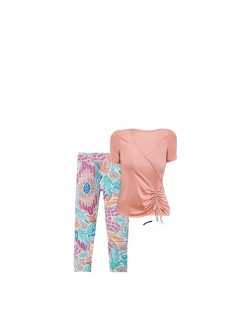 Women's pajamas, Simone T-shirt and multi-colored pants 