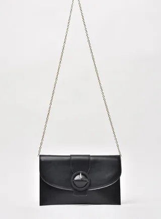 Stylish Solid Pattern Chain Strap Crossbody Bag Black 