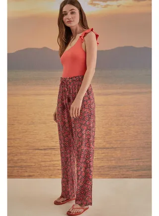 Printed long trousers 