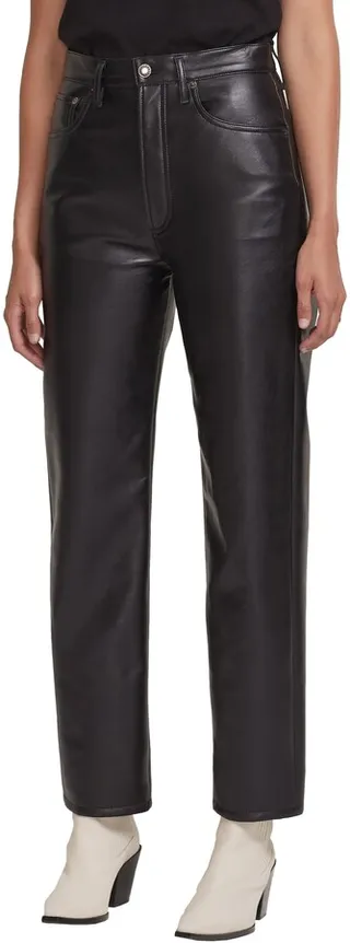 '90s Pinch Waist Recycled Leather High Waist Pants