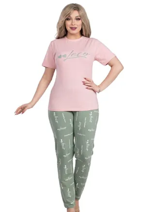 Women's summer cotton thong pajamas - half sleeves - high quality materials and a wide and elegant cut 