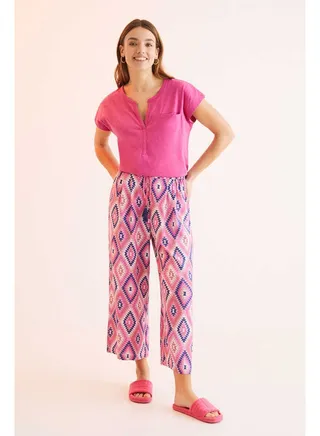 Ethnic print long pants 