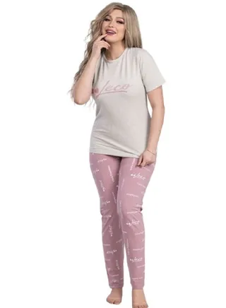 Women's summer cotton thong pajamas - half sleeves - high quality materials and a wide and elegant cut 