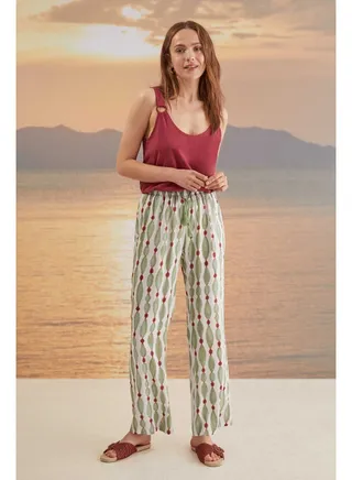 Ethnic print long pants 