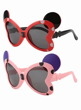 2 Pack Polarized Kids Sunglasses UV Protection Baby Cartoon Bow-Knot Sun Glasses with Flexible TPEE Silicone Frame for Girls and Children Age 3-12 Red and Pink 