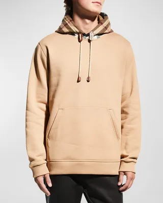 Men's Check-Hood Pullover Sweatshirt