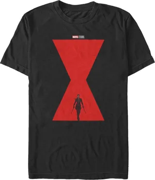 Men's Marvel Black Widow Hour Glass Poster T-Shirt - Black - Large