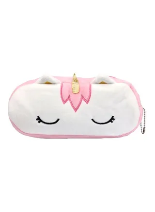 Simplicity Unicorn Plush Pencil Case White/Pink/Black 