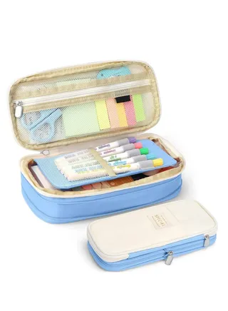 Pencil Case Expandable Pen Bag Big Capacity Storage with Zipper Large Pencil Pouch Stationery for School Supplies 
