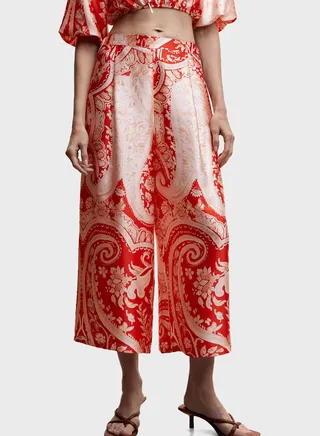 Wide Leg Printed Pants 