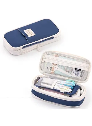 Big Capacity Pencil Case, Large Pencil Case for School Office College, Fashion Portable Storage Bag for Boys and Girls (BLUE) 
