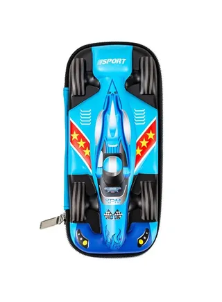 Large Capacity Racing Pencil Case, Pencil Case Drop Resistant Shockproof Cool Multifunctional Waterproof With Mesh Pocket Storage 