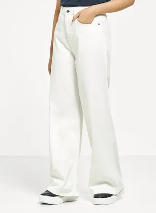 Lee Cooper Solid Super Wide Leg Jeans with Button Closure 