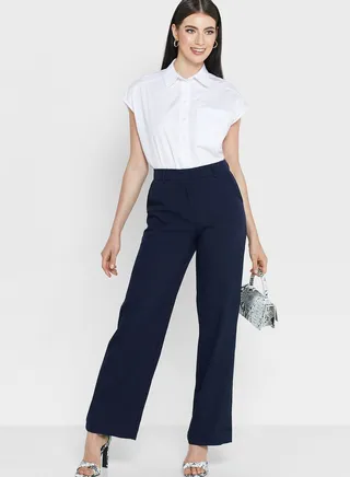 High Waist Plicated Detail Pants