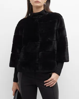 Collarless Lamb Shearling Jacket
