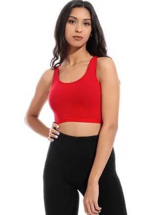 Mesery Full Coverage Non-wired Cross Back Sportive Bra For Women - Red 