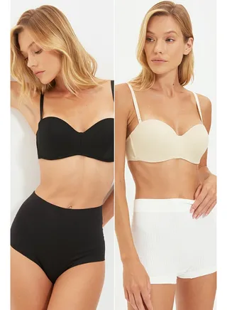 2-Pack Black-Scalp Unfilled Whole Cap Balconette Bra THMSS21SU0141 