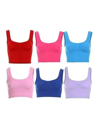 6-Piece Solid Soft Bra Set Multicolour 