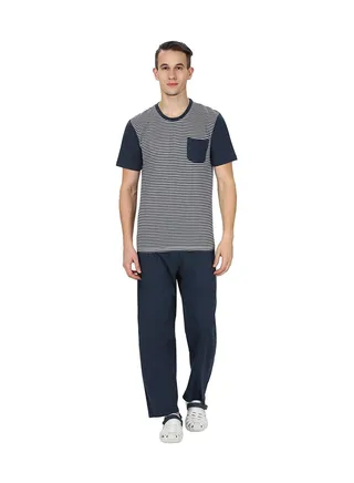 Men's Cotton Pajama Set, Soft Brushed, Comfort Fit, Adjustable Drawstring, Perfect for Sleep and Lounging 