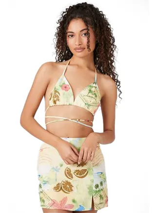 Vacation Postcard Print Bralette 