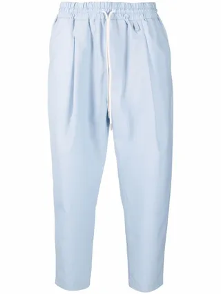 Elasticated-Waist Tapered Trousers