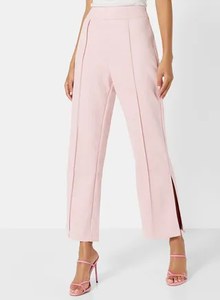 Dart High Waist Flared Pants Pink 