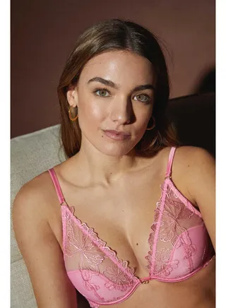 INTUITIVE embroidered tulle halter bra 