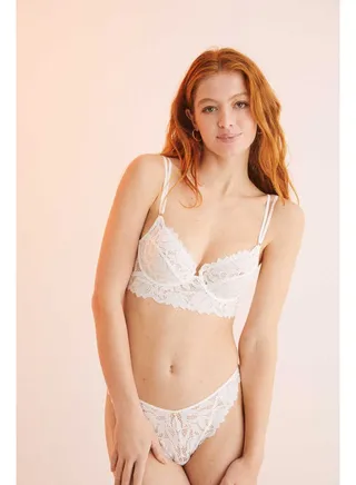 Guipure lace bustier bra 