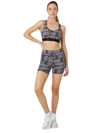 Geo Print Cutout Sports Bra 