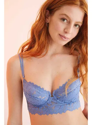 Guipure lace bustier bra 