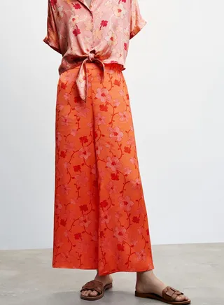 Floral Print Wide Leg Pants 
