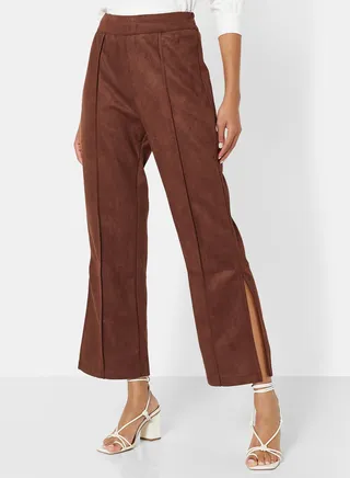 Dart High Waist Flared Pants Chocolate 