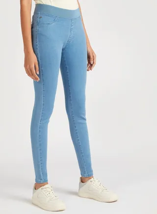 Lee Cooper Solid Denim Jeggings with Elasticated Waistband 