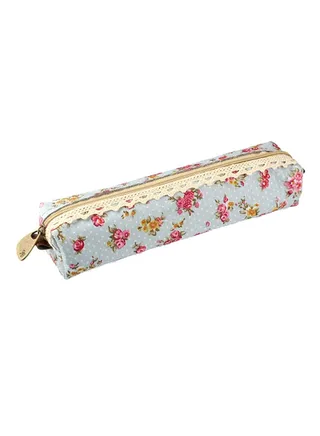 Flower Floral Lace Pencil Pen Case Dark Blue 