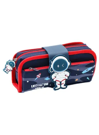 Big Capacity Pencil Case, Canvas Pen Pencil Pouch, Astronaut Pattern Pencil Case,Multi Use Stationery Storage Middle High School Organizer for Students Girls Teens Adults 