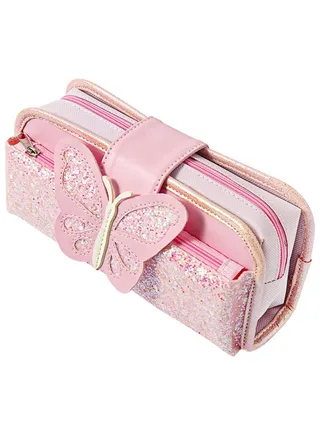 Big Capacity Pencil Case, Canvas Pen Pencil Pouch, Pink Pencil Case Reversible Sequin Pencil Case, Multi Use Stationery Storage Middle High School Organizer for Students Girls Teens Adults 
