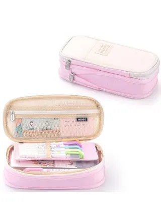 Pencil Bag Pen Case One Pieces, Large Capacity Students Stationery Pouch Pencil Holder Desk Organizer with Double Zipper, Portable Pencil Pouch for School Office Supplies. 