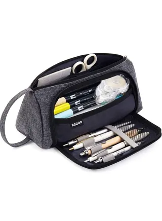 Large Capacity Pencil Case, Colorful Canvas Storage Bag, Marker Pencil Case, Simple Stationery, Backpack Rack, High School Office, College Students, Girls, Adults, And Teenagers Gifts - Dark Gray 