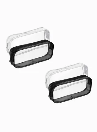Pencil Bag, SYOSI 4 Pieces Pencil Bag Case Clear Makeup Clear Bag Pouch Big Capacity Bags with Zipper for Stationery Cosmetics Storage, 2 Black And 2 White 