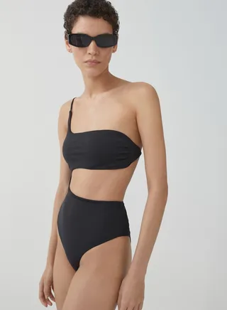 One Shoulder Cut Out Swimsuit 