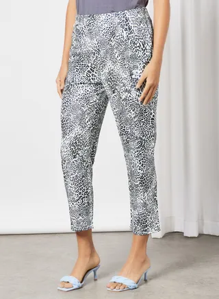 Leopard Print Pants White/Black 