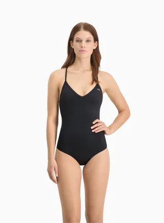 Swim Womens VNeck Cross Back Swimsuit 