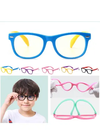 Blue Light Glasses for Kids Computer TV Phone Children Gaming Eyewear Silicone Flexible Eyeglasses for Boys Girls Age 3-12 Anti blue light and Headache 