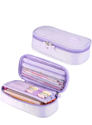 Pencil Case Big Capacity Pencil Case Organizer for Girls Kids Adults Women Zipper Pencil Pouch Aesthetic Large Pen Case with Handle for School Office(Purpe) 